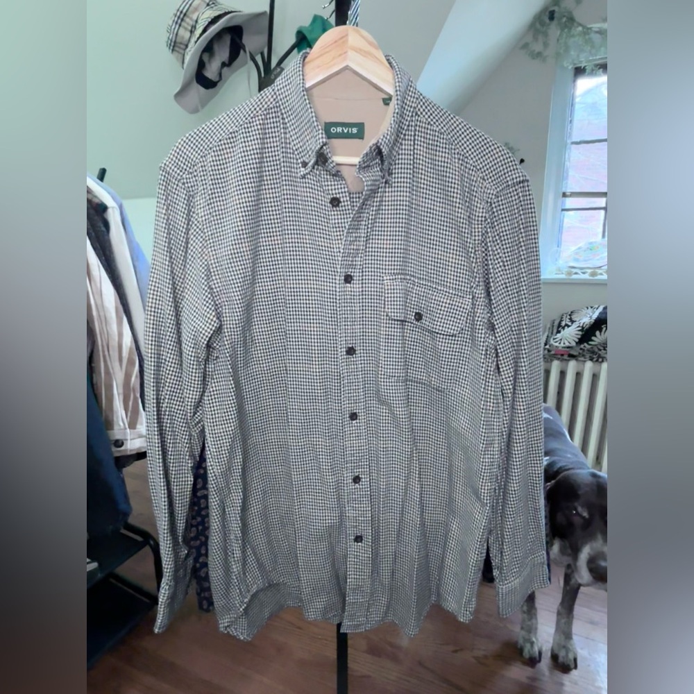 Stripped Brown Orvis Flannel Shirt